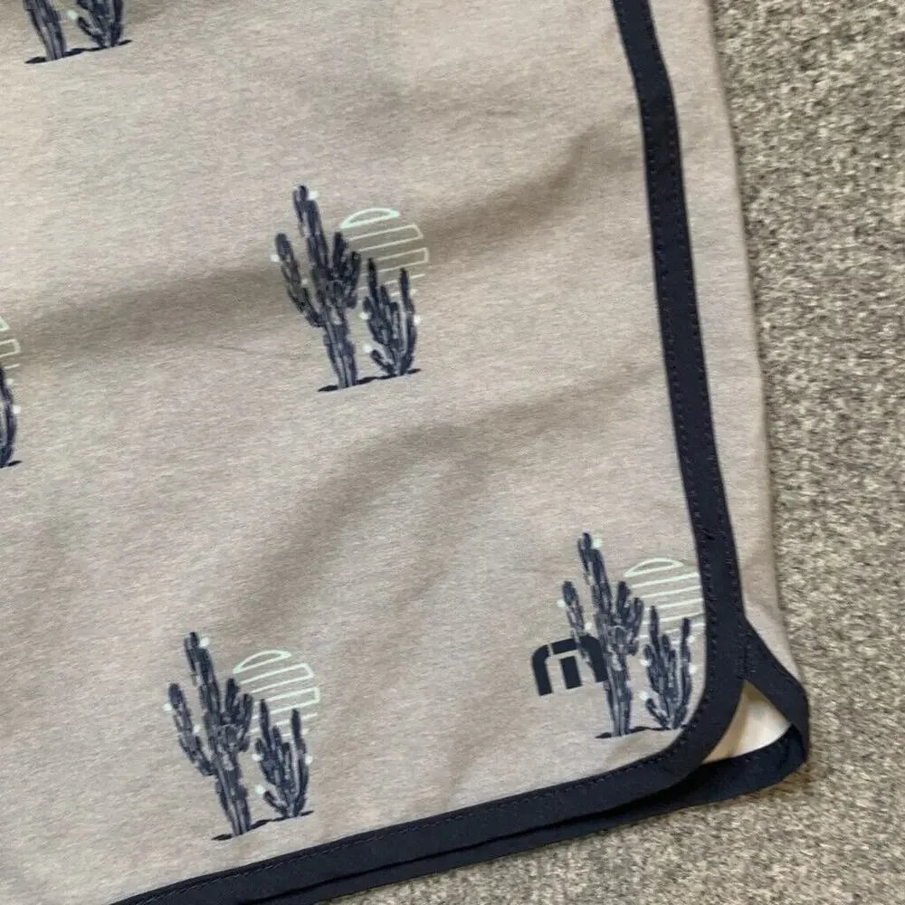 Travis Mathew Board Shorts Mens 38 Grey Navy Sand In My Beer Cactus Surfing Swim
